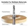 1/2 Inch 12.7mm Shank Tungsten Mortising Carbide Router Bit 2 Flutes/3 Flutes TCT Straight Router Bit Straight Flute End Milling Cutter 6-8mm Cutting Diameter 20-22mm Cutting Length