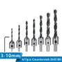 7PCS 3mm-10mm HSS Countersink Drill Bit Set Reamer Woodworking Chamfer Drill Counterbore Pliot Hole Cutter Screw Hole Drill