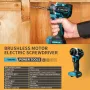 Drillpro 20+1 Brushless Electric Screwdriver 1000W Torque with Dual Speed Capabilities Compatible with Mak 18V Batteries Ideal for Steel and Woodworking Tools