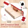 DIY Table Saw Crosscut Sled Kit with 17Inch UHMW Bars 12Inch Aluminum T-Tracks Knob Bolt and Screws Set Fits 3/4\ x 3/8\ Miter Slot on Table Saws Wood Working & Accessories