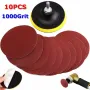 10pcs 4 Inch 1000 Grit Sandpaper with Backer Pad and Drill Adapter