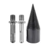 2PC Wood Splitter Firewood Drill-Bit Kindling Log Splitter Heavy Duty Electric Splitting Drills 42mm Screw Cracker Removable Cone Driver Hex Shank Square Round Handle