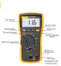 116C Digital Multimeter, Measures AC/DC Voltage To 600V and AC/DC Current to 10A Measures Resistance Continuity Frequency and Capacitance Includes Holster and Silicone Test Lead Set