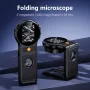 Handheld Digital Microscope 500X Magnification Foldable 2MP Camera 2 Inch IPS Screen 8 LED Adjustable Light Type-C Port Rechargeable Battery Support PC Computer transfer