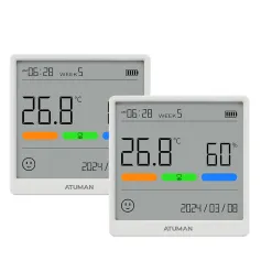 NEW 1/2PCS Atuman THSE Temperature and Humidity Meter with Ultra-Sensitive Sensors Type-C Rechargeable Wide Range Monitoring Clear LCD Display and Power Failure Memory