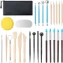 27pcs Clay Tools Kit Pottery Tools High Quality Wood and Stainless Steel Sculpting Kit Multi Functional Polymer Clay Tools Air Dry Clay Set
