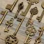 11Pcs Antique Vintage Old Look Skeleton Key Set Pendant Heart Bow Steampunk Lock 