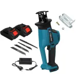 Drillpro Reciprocating Saw with Efficient Brushless Motor High-Speed Cutting Up to 3100spm Versatile Metal Wood Plastic Cutting Tool Rechargeable 18V Li-ion Battery Included Comes with 4 Saw Blades