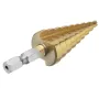 Drillpro 3Pcs 1/4 Inch Hex Shank HSS Titanium Coated Step Drill Bit Set 3-12/4-12/4-20mm