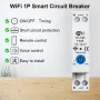 RMDZT-1PNL 63A Smart WiFi Circuit Breaker ON/OFF Timing Function Short Circuit Protection Voice Control Real-Time Electricity Consumption Tracking Compatible Tuya Smart Life App