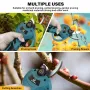 VIOLEWORKS 21V Brushless Pruning Shears with 1500mAh Battery and European Charger in Blue and Black - Compact Plastic Case with CE Label and 30mm Opening.