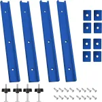 Aluminum Alloy T-Track 400mm Blue with Self Tapping Screws M8 Handles M8/M6 T-Track Sliding Nuts for Woodworking Workbench Saw