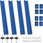 Aluminum Alloy T-Track 400mm Blue with Self Tapping Screws M8 Handles M8/M6 T-Track Sliding Nuts for Woodworking Workbench Saw