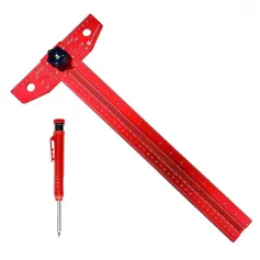 Aluminum Alloy T Square Marking Ruler Adjustable Multi Angle 0 to 75 Degrees Precision Laser Engraving Hole Drilling Guide Woodworking Tool