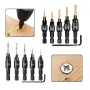 14pcs Wood Plug Cutter Drill Cutting Tool Drill Bit Set Straight And Tapered Taper Woodworking Cork Drill Bit 5/8" 1/2" 3/8" 1/4"