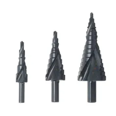 3 pezzi 4-12/20 / 32mm HSS Step Drill Punte Set Fresa a Foro Scanalato A Spirale