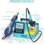 BK602S EU Plug 2-In-1 Soldering and Hot Air Rework Station 90W Integrated LCD Display Auto Sleep PID Temperature Control ESD Safety Ideal for Precision Soldering and Desoldering