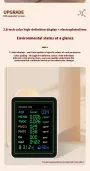 NEW 12 in 1 Air Quality Monitor Formaldehyde Space Contrast Function TVOC CO CO2 PM2.5 PM10 Temperature Humidity LCD Display Rechargeable Precision Sensor Real Time Detection Compact Design ZN-MT14