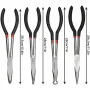 4PCS Long Needle Nose Pliers Set 11 Inch Carbon Steel with Rubber-Coated Grips for Automotive Repair Jewelry Making Crafting