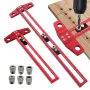 2 in 1 Woodworking Drilling Positioning Scribing Ruler Aluminum T Square Dowelling Jig Metric Inch Scale 6/8/10mm Sleeves TH-300mm TH-500mm