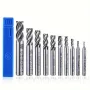 10 ADET 4 Kanallı Freze Uçları 2-12mm Düz Freze Kesici Düz Şaftlı Matkap Uçları Ahşap / Çelik / Titanyum için