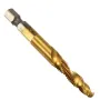 Drillpro 6pcs HSS 6542 M3-M10 Combination Drill Titanium Coated Tap Bit Set 1/4 Inch Hexagon Metric Deburr Countersink Bits Screw Thread Metric Tap