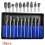 10 Adet 1/8\ Şaftlı Tungsten Karbür Freze Kesici Döner brocas com escareador hss çelik koni matkap seti elmas matkap 10mm