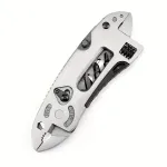 6-in-1 Stainless Steel Multitool Adjustable Wrench Screwdriver Bits Saw Blade Knife Compact Folding Design Ergonomic Handle Camping Hunting DIY Projects Survival Tool Portable