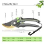 Industrial Pruning Shears 205mm SK5 Steel Blade 50mm Length Two-level Opening Ergonomic Non-slip Handles Labor-saving Spring Precision Cutting