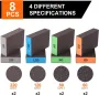 8pcs Sanding Sponges Assorted Grits 60 80 120 220 Washable Reusable Sandpaper Blocks for Woodworking Furniture Metal Drywall Polishing