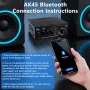 AK45 Stereo Audio Amplifier 2.0 Channel Bluetooth FM Radio USB SD Card Input Bass Treble Control Compact Amplifier