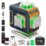 EU US Direct CIGMAN CM-S04 16 Lines Green Beam Laser Level 4x360° Self Leveling LCD Display 30m Range Rechargeable Battery IP54 Outdoor Pulse Mode Tool