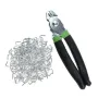 Hog Ring Pliers Kit 200Pcs Galvanized Rings Rust Resistant Non Slip Grip Spring Loaded Multi Size Compatible for Fencing Upholstery Auto Seat Covers Pet Cages Netting Bagging Traps Sausage Packaging