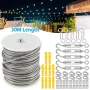 304 Stainless Steel PVC Coated Cable Railing Kit 30m Heavy Duty Garden Wire Rope Outdoor Deck Fence Balcony Railing Tent Clamp Thimble Turnbuckles