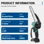 Drillpro Electric Cordless Chain Saw 3000W 18V Baterai Motor Brushless 8-Inci Alat Pemotong Berkecepatan Tinggi Kompatibel dengan Baterai