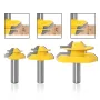 LAVIE 3PCS 45 Degree Lock Miter Router Bit Set 1/4 Inch 1/2 Inch 6mm 8mm 12mm Shank Tungsten Carbide Blades for Wood Slotting Tenoning Panel Joining