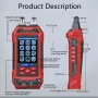 AV TOOLTOP ET636/ET638 Cable Tester and Multimeter 3.2-Inch Color Screen DCV ACV DCA ACA Resistance Capacitance Frequency Rechargeable Battery