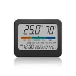 323 Multifunctional Indoor Thermometer with Humidity Gauge Accurate Readings Comfort Indicator Time Date and Week Display Powered by CR2032 Batteries
