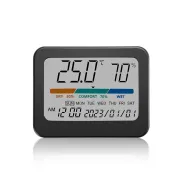 323 Multifunctional Indoor Thermometer with Humidity Gauge Accurate Readings Comfort Indicator Time Date and Week Display Powered by CR2032 Batteries
