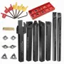 7pcs 10mm Shank Lathe Turning Tool Holder Boring Bar with 7pcs VP15TF Carbide Inserts