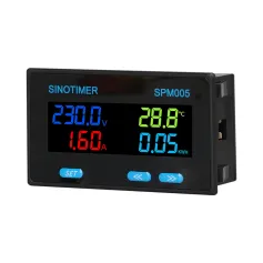 SINOTIMER SPM005 Multifunctional Power Meter High Accuracy LCD Display Measures Voltage Current Temperature Power 32-bit Operation