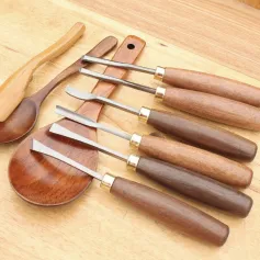 MYTEC 12pcs వుడ్ కార్వింగ్ చిసెల్ సెట్ వాల్ నట్ హ్యాండిల్ 65Mn హై కార్బన్ స్టీల్ షార్ప్ బ్లేడ్ ప్రొఫెషనల్ వుడ్ వర్క్ కార్వింగ్ టూల్స్
