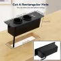 2Pcs Table Socket with 2 USB 2 Sockets Built-in Socket 2-Way Installation Power Strip with 2 Screws for Kitchen Furniture or Worktops Recessed Socket 1.8 Cable16 A/3500 W