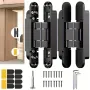 6 Inch Invisible Silent Door Hinges 180 Degree Swing 3 Way Adjustable Premium Zinc Alloy Heavy Duty Anti Corrosion Concealed Hinges for Interior and Exterior Doors