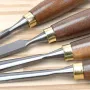 MYTEC 12pcs Wood Carving Chisel Set Walnut Handle 65Mn High Carbon Steel Sharp Blade Professional Woodworking Carving Tools