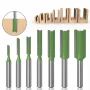7PCS Straight Cut Router Bit Set Sturdy Tungsten Carbide 1/4\ Shank Double Flute Milling Cutting Tools for Woodworking Engraving Trimming Efficiency Precision