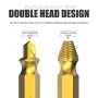 4PCS Titanium/Natural Color HSS Damaged Screw Extractor Drill Stripped Screw Extractor Remover Set Double Ended Broken Screw Bolt Demolition Tools