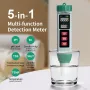 5-in-1 Water Quality Tester MF-X51 pH TDS Salinity EC Temperature Meter Accurate Portable Digital Water Analyzer for Aquariums Pools Labs Farming