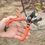 2PCS High Carbon Steel Pruning Shears Set 168mm 154mm Extra Sharp Garden Hand Pruners Ergonomic Handles Spring-loaded Mechanism Secure Lock Orange