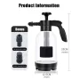 2L Foam Watering Can Transparent HDPE Air Pressure Pump Sprayer 1:50 Ratio Car Wash and Garden Use